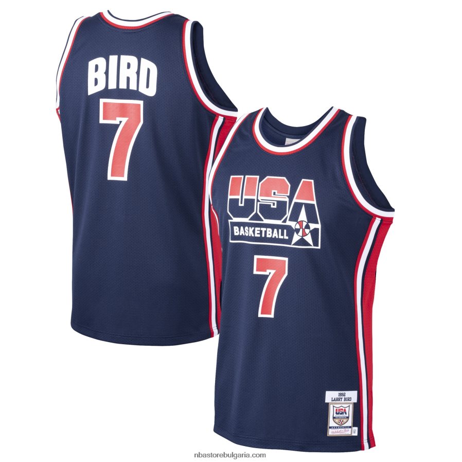 NBA JZ8F022556 САЩ баскетбол Лари Бърд Мичъл и Нес Navy Home 1992 Dream Team автентична фланелка