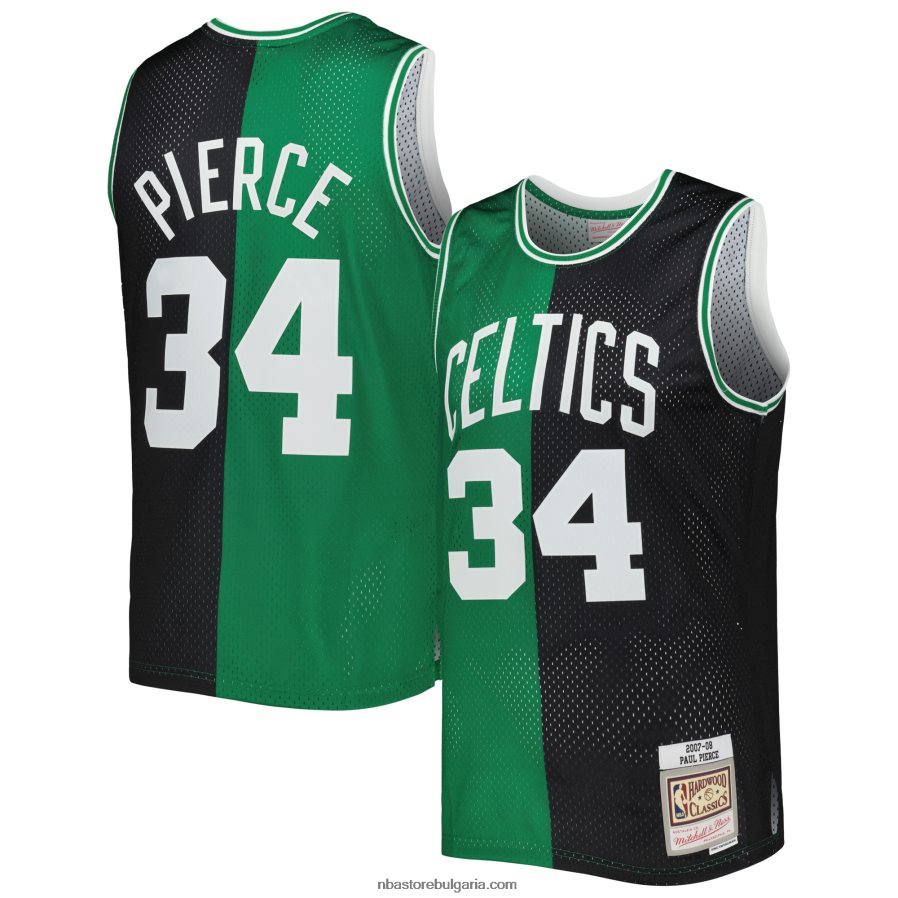 NBA JZ8F02373 boston celtics paul pierce mitchell & ness black/kelly green hardwood classics split swingman фланелка