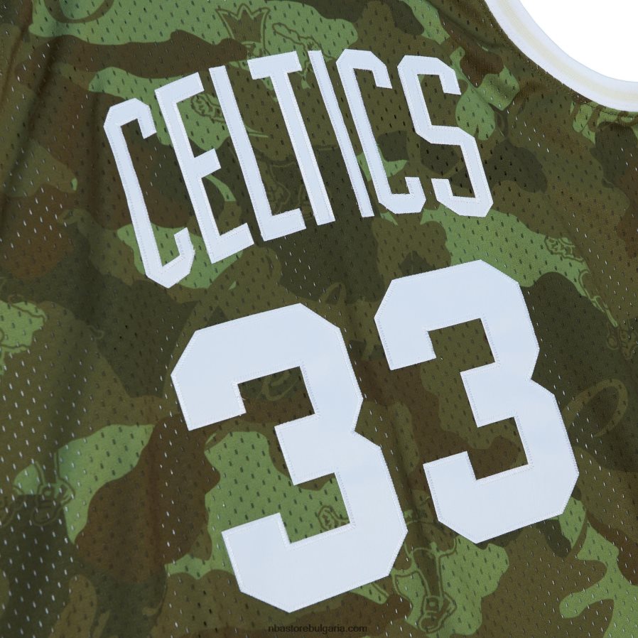 NBA JZ8F024426 boston celtics larry bird mitchell & ness camo hardwood classics ghost green swingman фланелка