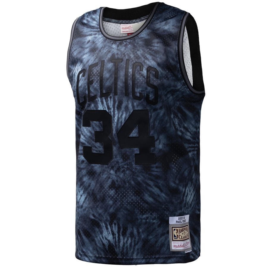 NBA JZ8F025439 boston celtics paul pierce mitchell & ness черна твърда дървесина класика tie-dye swingman фланелка