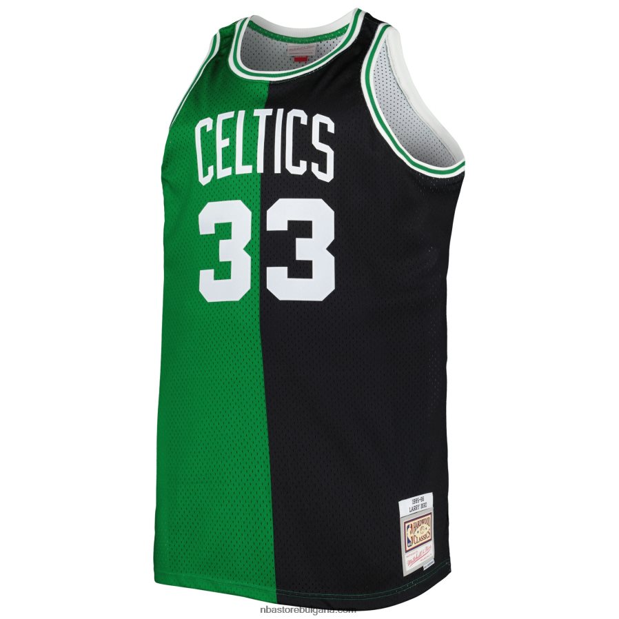 NBA JZ8F028459 boston celtics larry bird kelly green/black big & tall hardwood classics split swingman фланелка