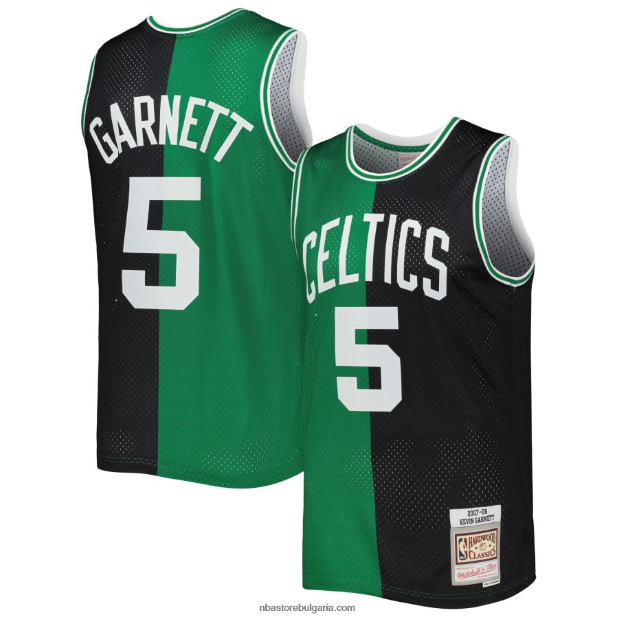 NBA JZ8F02976 boston celtics kevin garnett black/kelly green hardwood classics split swingman фланелка