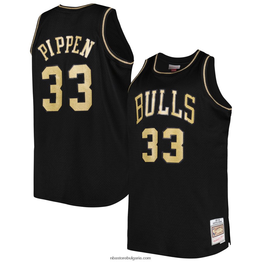 NBA JZ8F021169 chicago bulls scotti pippen mitchell & ness black big & tall hardwood classics swingman фланелка
