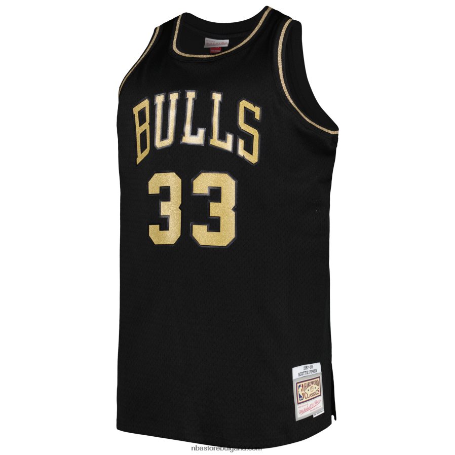 NBA JZ8F021169 chicago bulls scotti pippen mitchell & ness black big & tall hardwood classics swingman фланелка