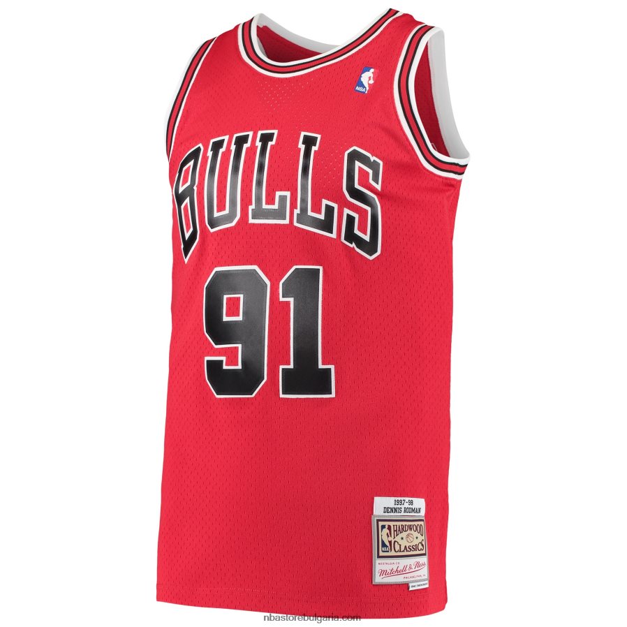 NBA JZ8F021422 chicago bulls dennis rodman mitchell & ness red hardwood classics swingman фланелка