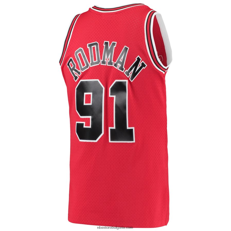 NBA JZ8F021422 chicago bulls dennis rodman mitchell & ness red hardwood classics swingman фланелка