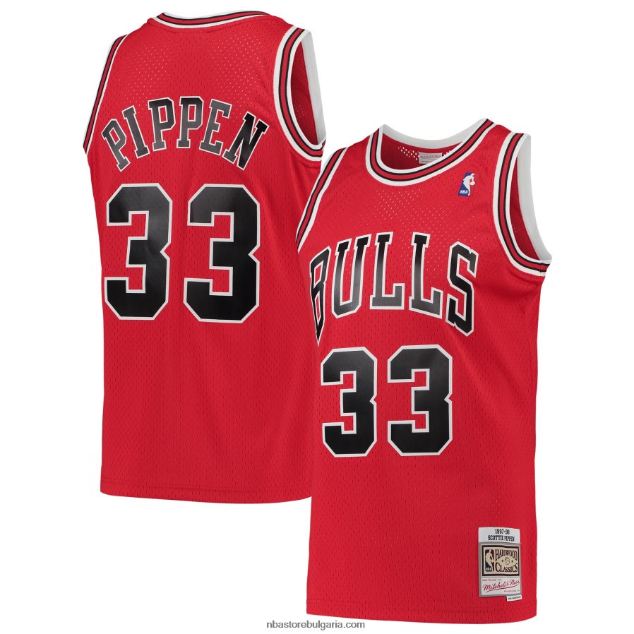 NBA JZ8F021629 chicago bulls scottie pippen mitchell & ness red hardwood classics swingman фланелка