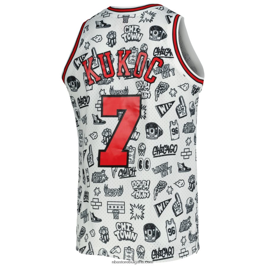 NBA JZ8F021913 chicago bulls toni kukoc mitchell & ness white hardwood classics doodle swingman triko