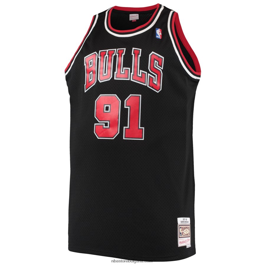 NBA JZ8F021994 chicago bulls dennis rodman mitchell & ness black big & tall hardwood classics swingman фланелка