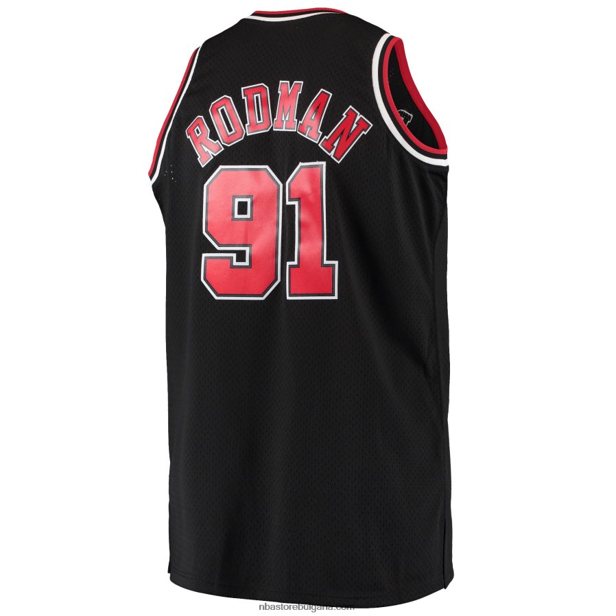 NBA JZ8F021994 chicago bulls dennis rodman mitchell & ness black big & tall hardwood classics swingman фланелка