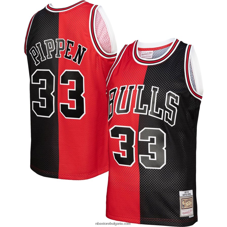 NBA JZ8F02233 chicago bulls scottie pippen mitchell & ness red/black hardwood classics сплит суингмен трико