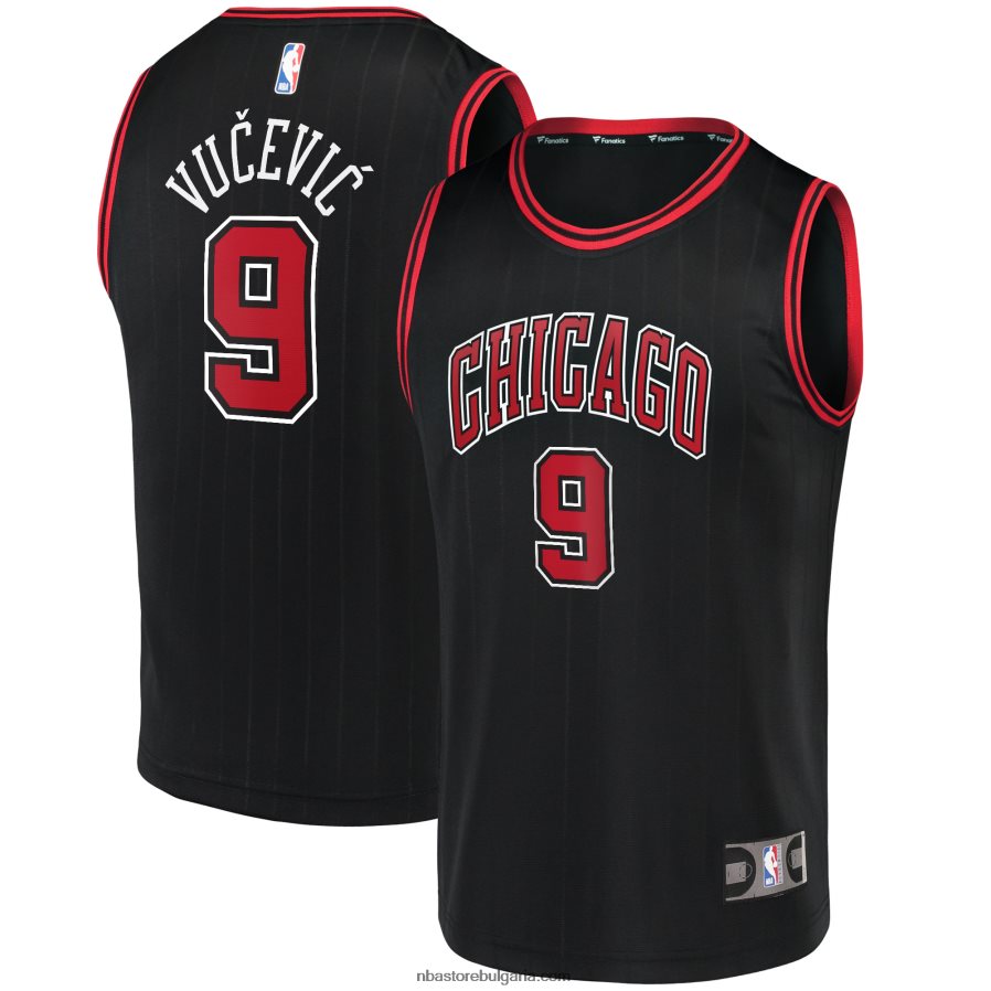 NBA JZ8F023024 Чикаго Булс Никола Вучевич черна реплика на фланелка за бързо прекъсване