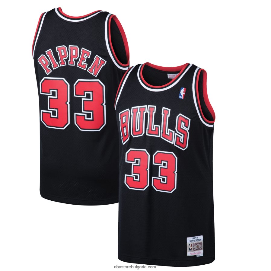 NBA JZ8F02318 chicago bulls scottie pippen mitchell & ness black hardwood classics swingman фланелка