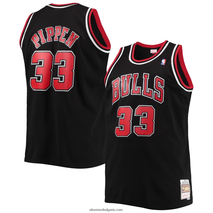 NBA JZ8F02460 chicago bulls scotti pippen mitchell & ness black big & tall hardwood classics swingman фланелка