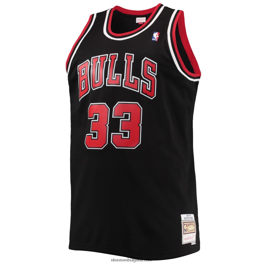 NBA JZ8F02460 chicago bulls scotti pippen mitchell & ness black big & tall hardwood classics swingman фланелка