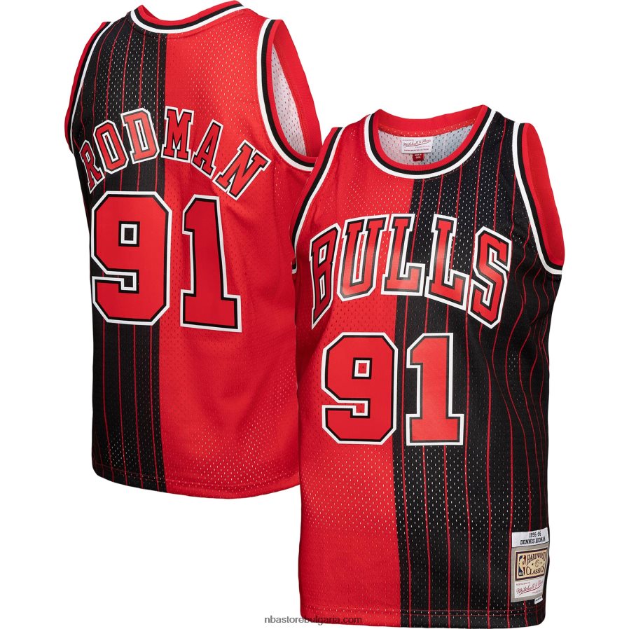 NBA JZ8F02471 chicago bulls dennis rodman mitchell & ness red/black hardwood classics сплит суингмен трико