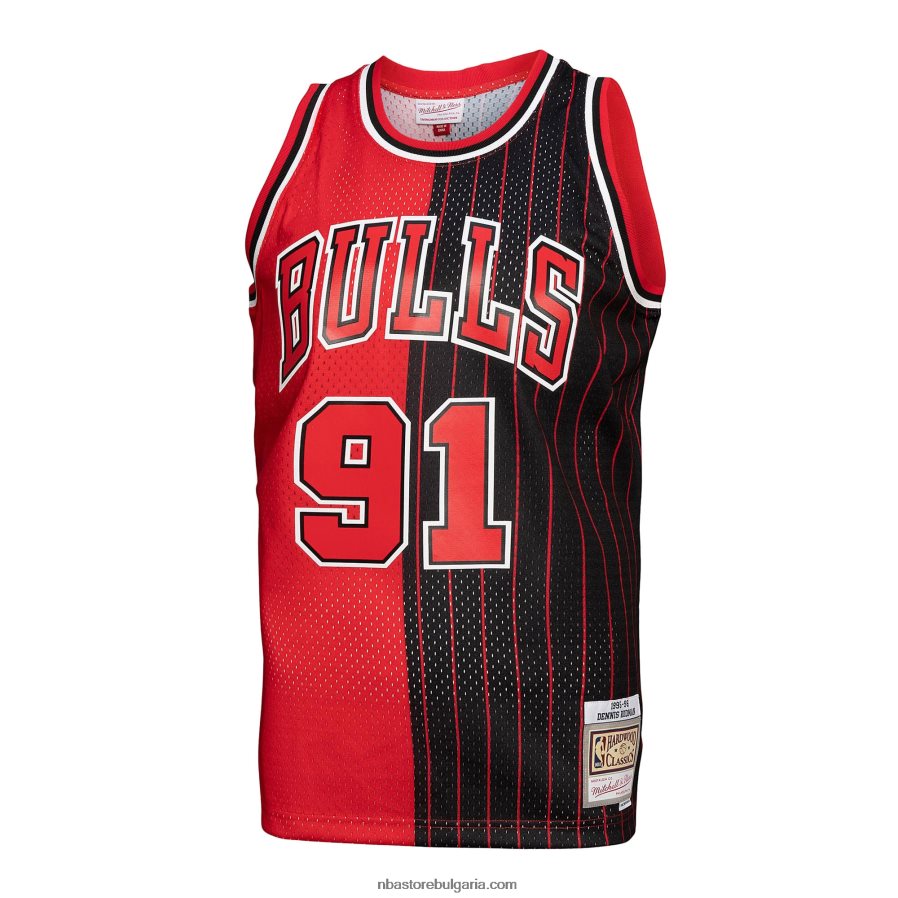 NBA JZ8F02471 chicago bulls dennis rodman mitchell & ness red/black hardwood classics сплит суингмен трико