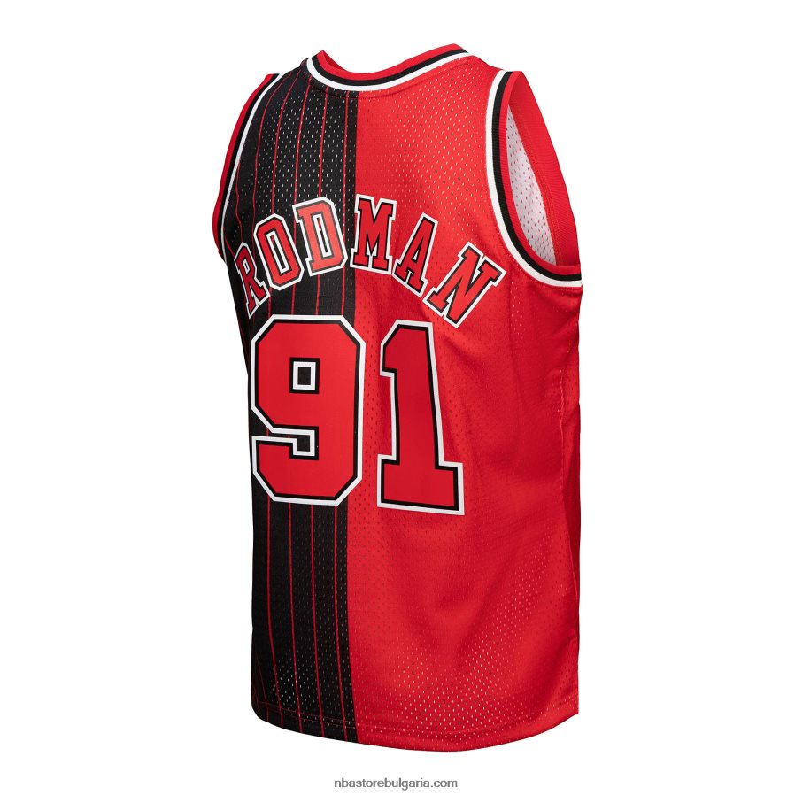 NBA JZ8F02471 chicago bulls dennis rodman mitchell & ness red/black hardwood classics сплит суингмен трико
