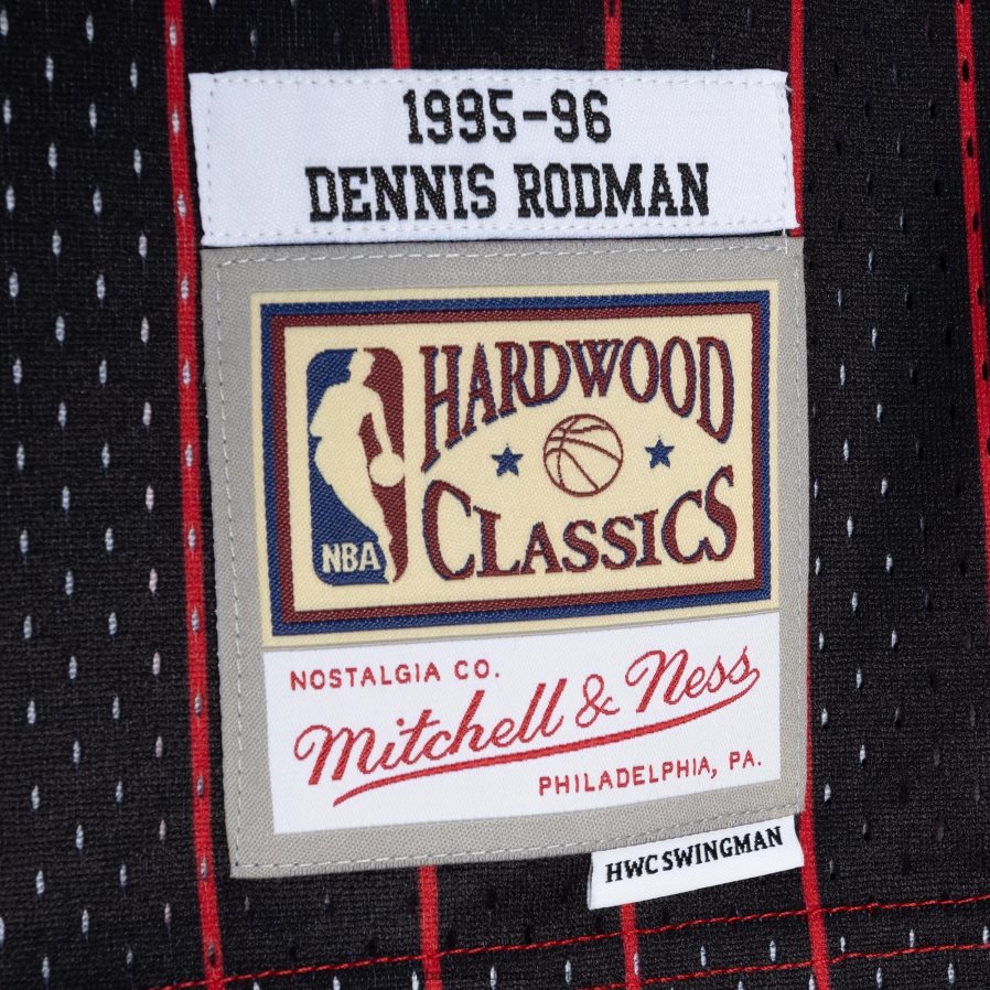 NBA JZ8F02471 chicago bulls dennis rodman mitchell & ness red/black hardwood classics сплит суингмен трико