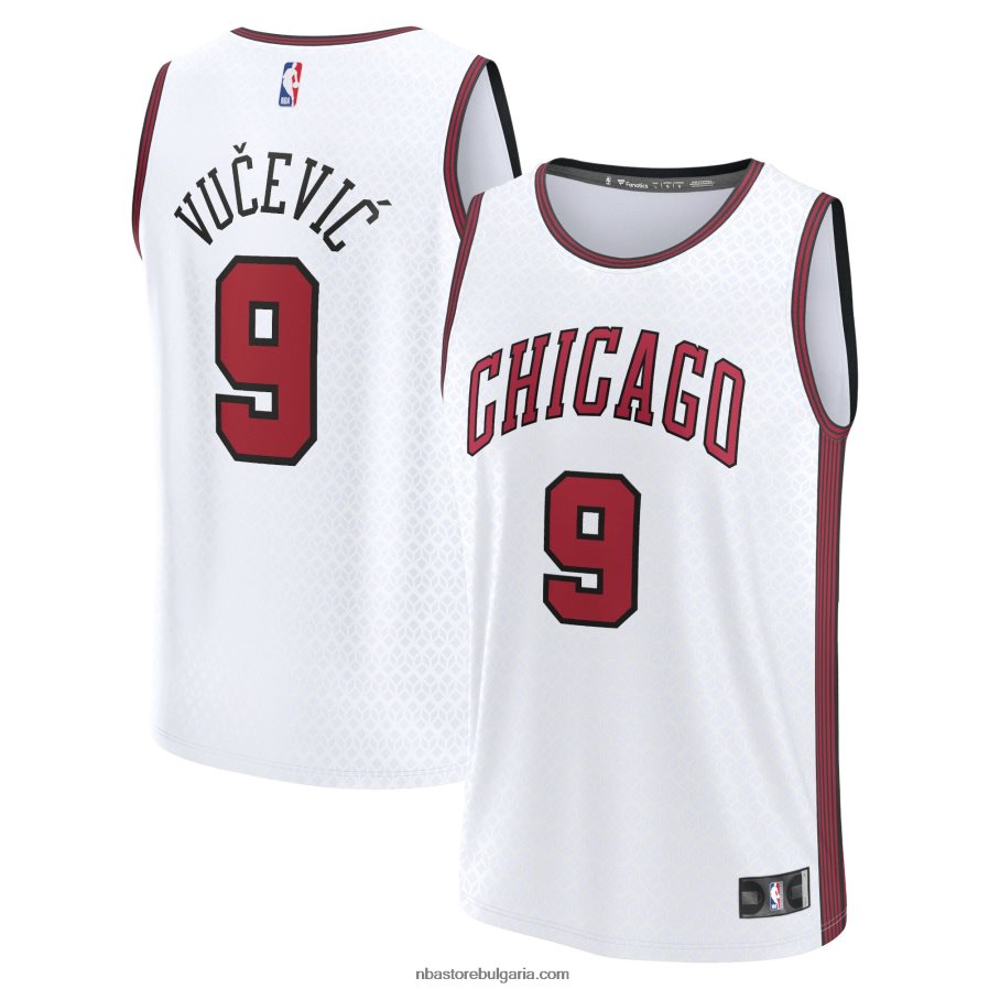 NBA JZ8F025958 чикаго булс никола вучевич бяла фланелка за бърз пробив