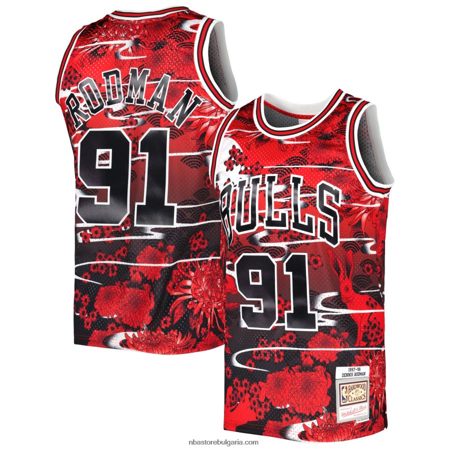 NBA JZ8F02672 chicago bulls dennis rodman mitchell & ness red hardwood classics лунна нова година swingman фланелка
