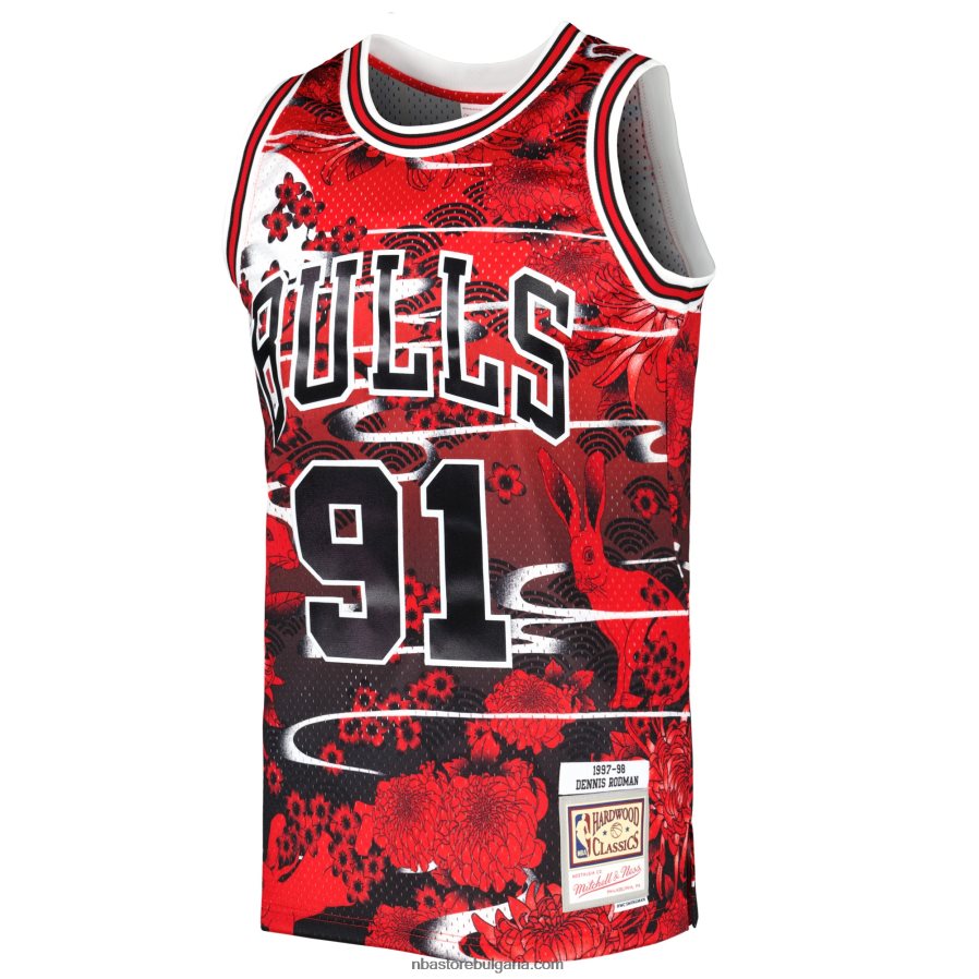 NBA JZ8F02672 chicago bulls dennis rodman mitchell & ness red hardwood classics лунна нова година swingman фланелка
