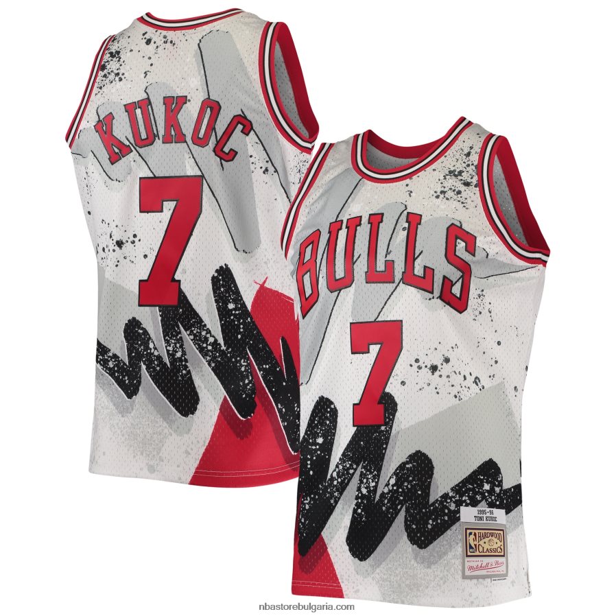 NBA JZ8F027460 chicago bulls toni kukoc mitchell & ness white hardwood classics hyper hoops swingman фланелка