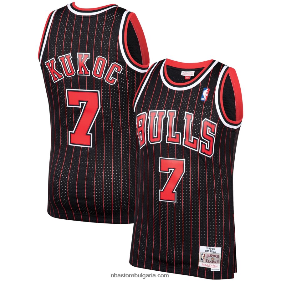 NBA JZ8F02748 chicago bulls toni kukoc mitchell & ness черна твърда дървесина класика swingman играч фланелка