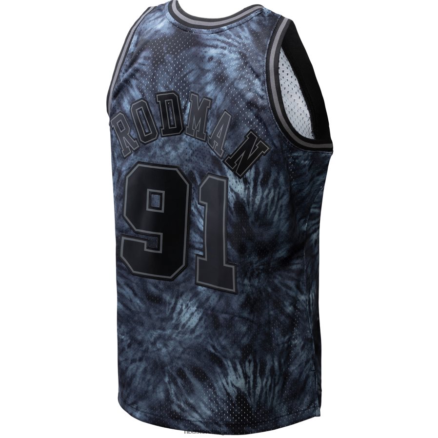 NBA JZ8F028133 chicago bulls dennis rodman mitchell & ness black hardwood classics tie-dye swingman фланелка