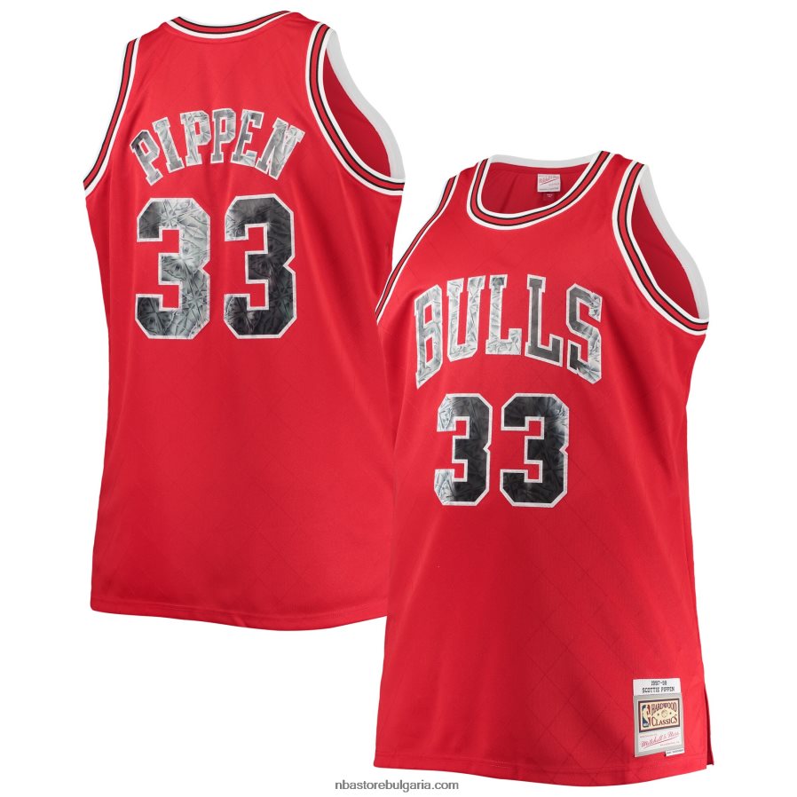 NBA JZ8F028136 chicago bulls scottie pippen mitchell & ness red big & tall diamond swingman фланелка за 75-та годишнина