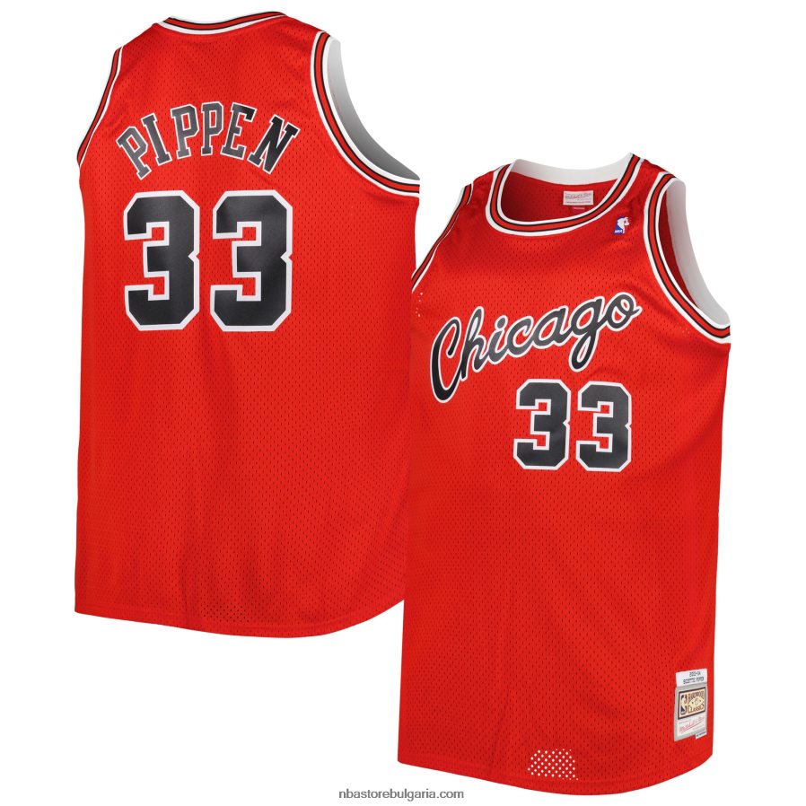 NBA JZ8F02997 chicago bulls scottie pippen mitchell & ness red big & tall hardwood classics swingman фланелка