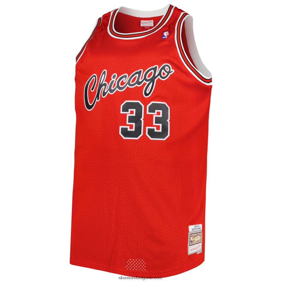 NBA JZ8F02997 chicago bulls scottie pippen mitchell & ness red big & tall hardwood classics swingman фланелка