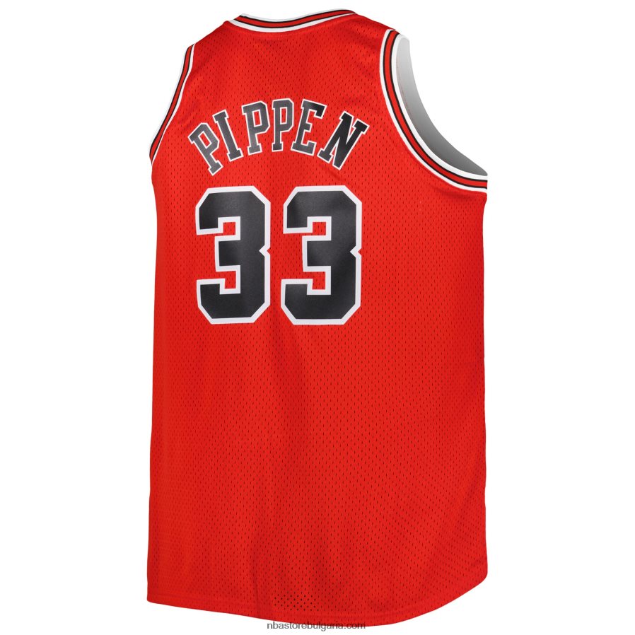 NBA JZ8F02997 chicago bulls scottie pippen mitchell & ness red big & tall hardwood classics swingman фланелка