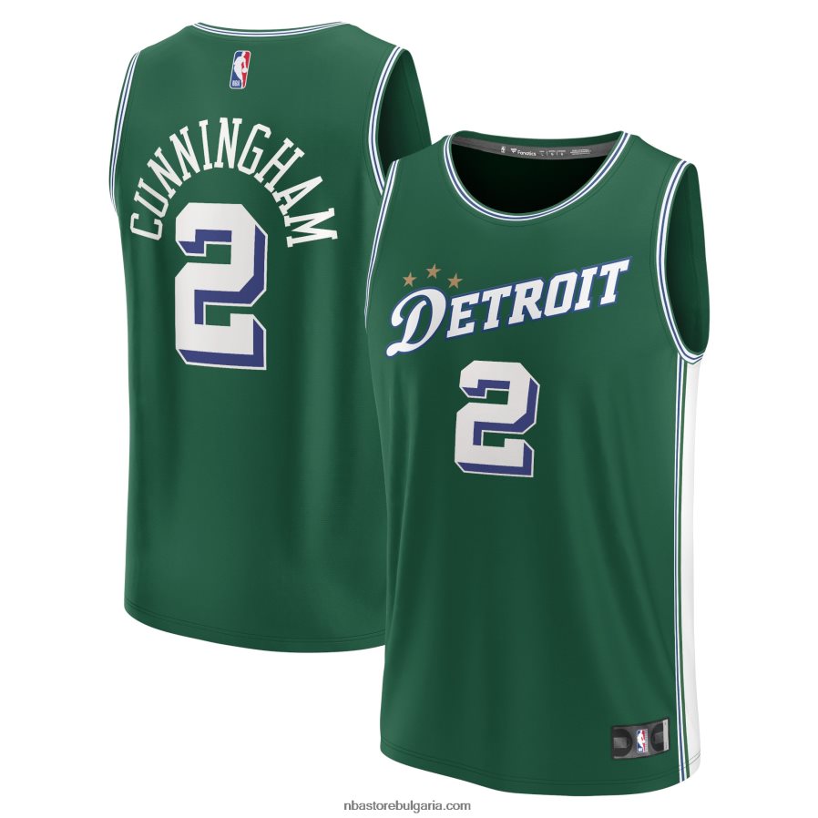 NBA JZ8F021304 детройт пистънс cade cunningham green fastbreak фланелка