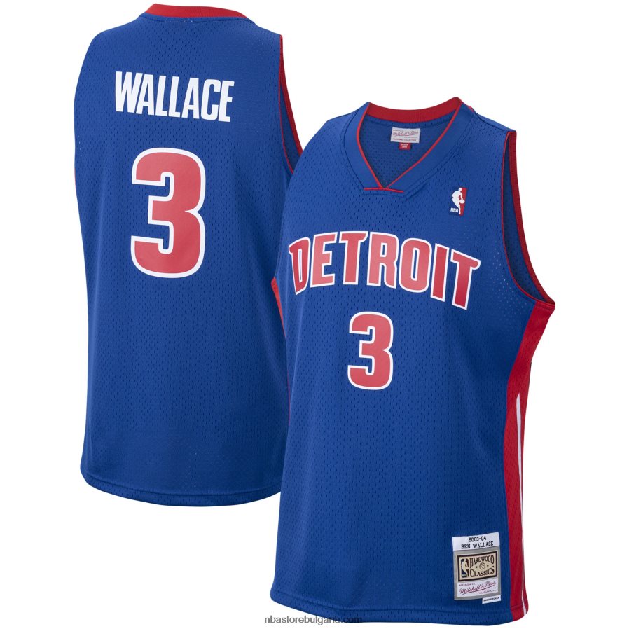NBA JZ8F021410 detroit pistons ben wallace mitchell & ness royal hardwood classics swingman фланелка
