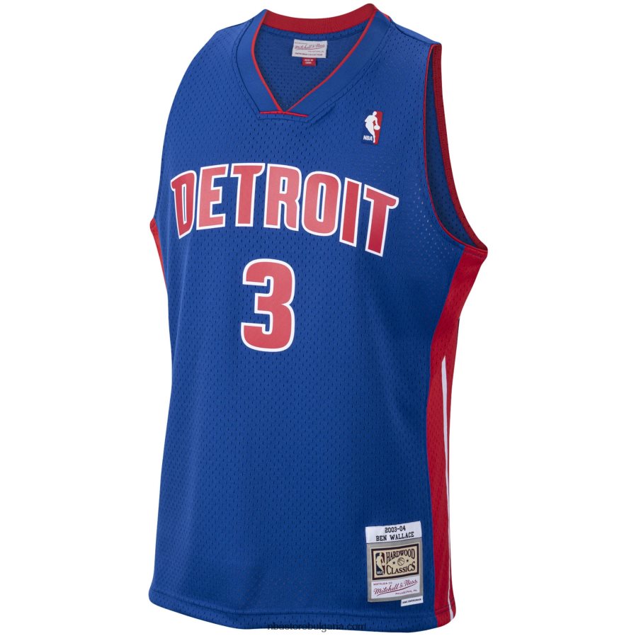 NBA JZ8F021410 detroit pistons ben wallace mitchell & ness royal hardwood classics swingman фланелка