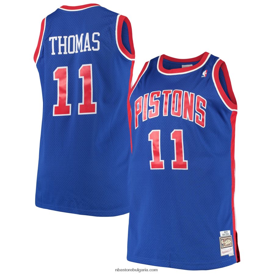 NBA JZ8F021709 detroit pistons isaiah thomas mitchell & ness royal big & tall твърда класическа фланелка