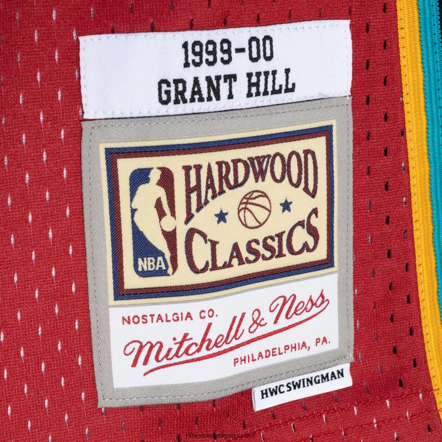 NBA JZ8F022105 detroit pistons grant hill mitchell & ness teal/red hardwood classics 1999-00 split swingman фланелка