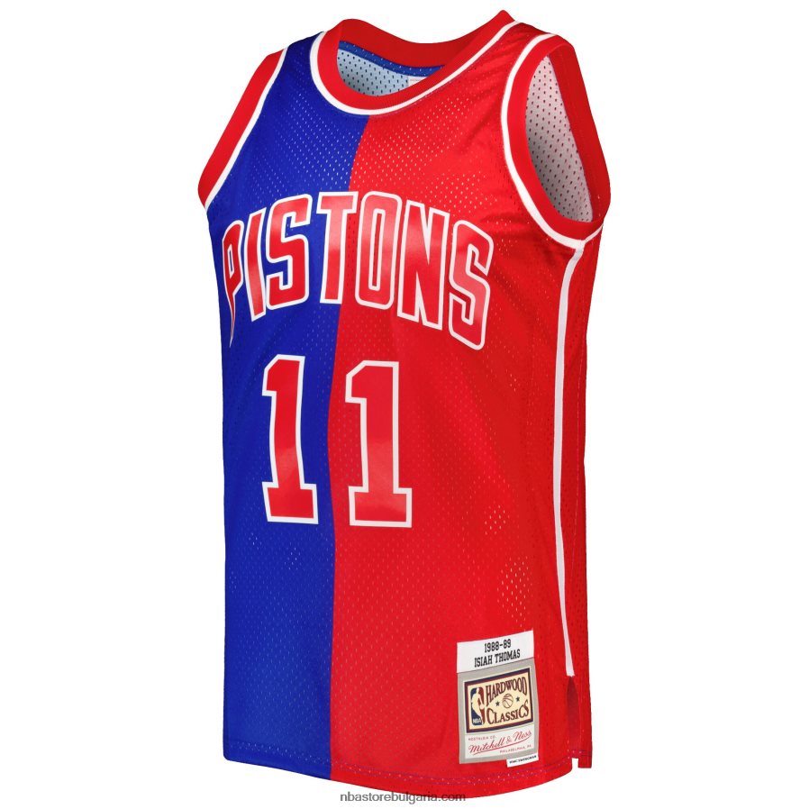 NBA JZ8F022988 detroit pistons isiah thomas blue/red hardwood classics 1988-89 split swingman фланелка