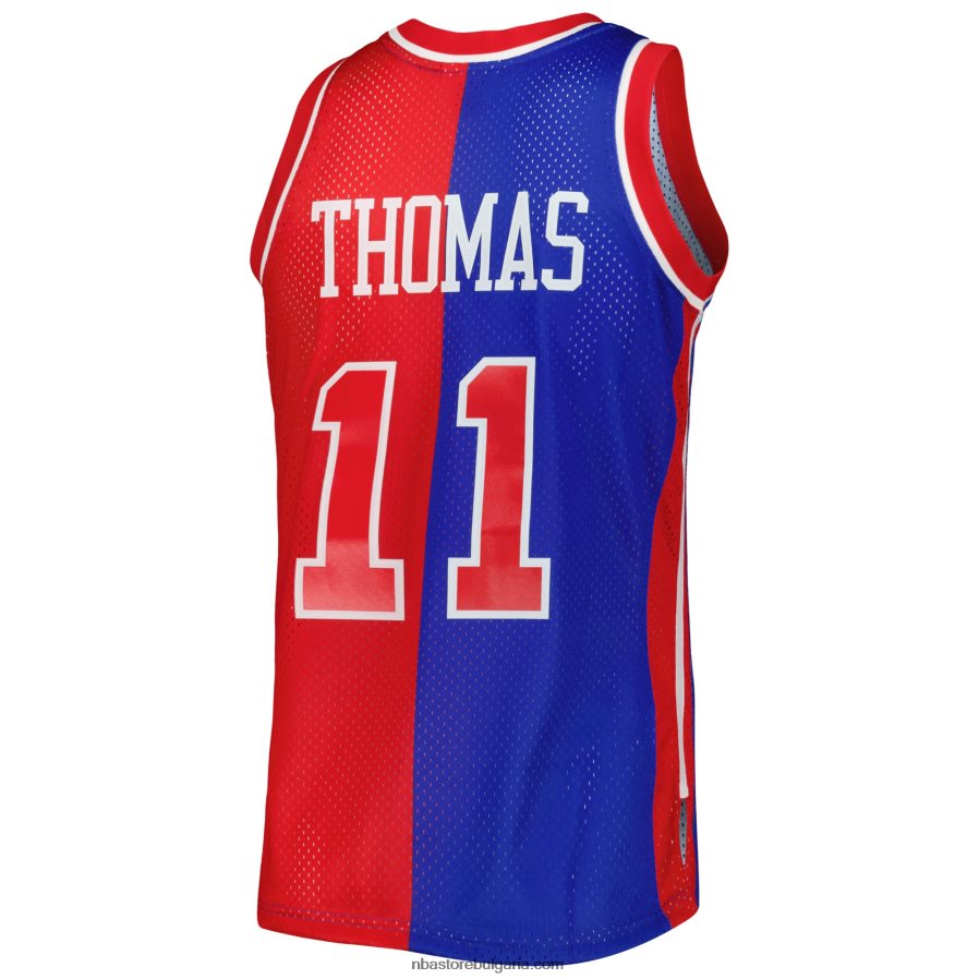 NBA JZ8F022988 detroit pistons isiah thomas blue/red hardwood classics 1988-89 split swingman фланелка