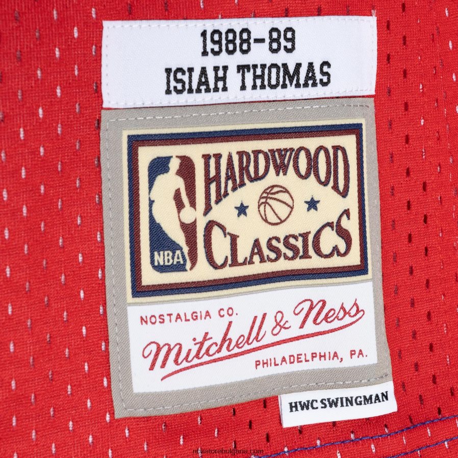 NBA JZ8F022988 detroit pistons isiah thomas blue/red hardwood classics 1988-89 split swingman фланелка