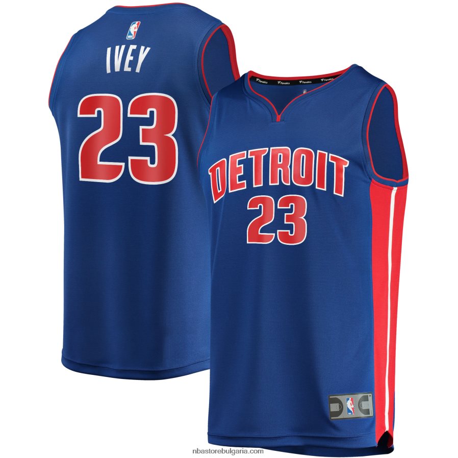 NBA JZ8F02443 детройт пистънс джейдън айви синя драфт първи рунд избор бързо прекъсване реплика фланелка на играч