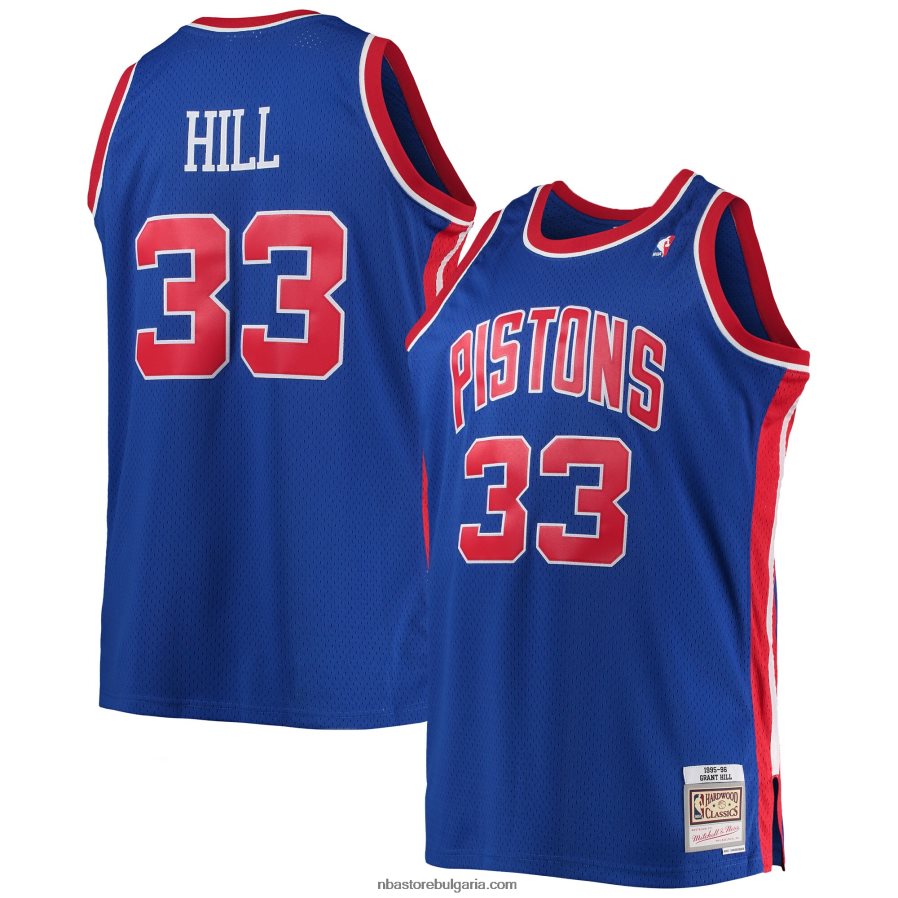 NBA JZ8F025303 grant hill detroit pistons mitchell & ness blue big & tall hardwood classics swingman фланелка