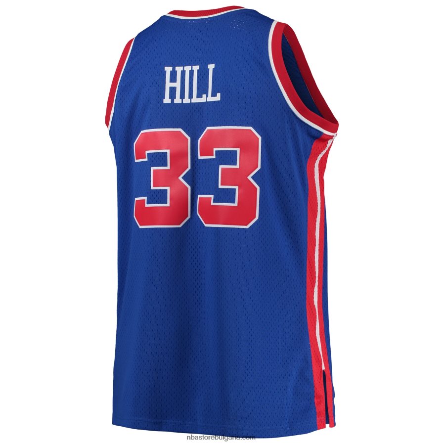 NBA JZ8F025303 grant hill detroit pistons mitchell & ness blue big & tall hardwood classics swingman фланелка