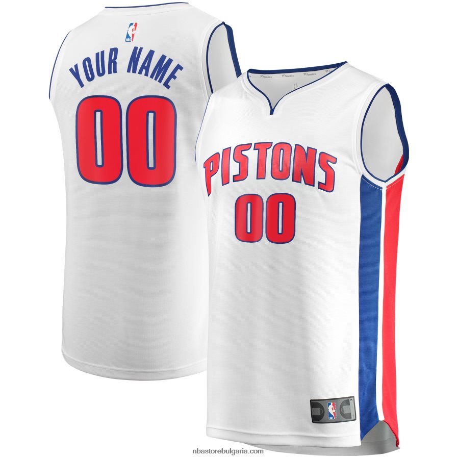 NBA JZ8F025821 Детройт Пистънс бяла фланелка за бърза почивка по поръчка