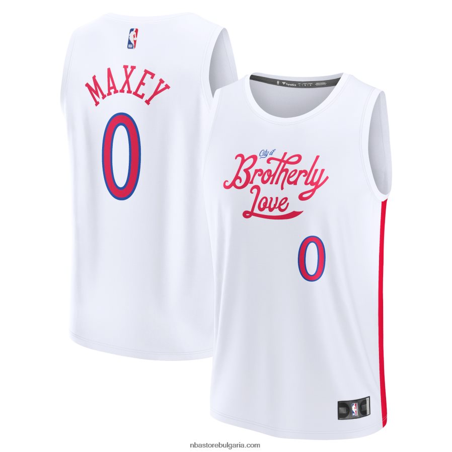 NBA JZ8F02100 philadelphia 76ers tyrese maxey white fastbreak фланелка