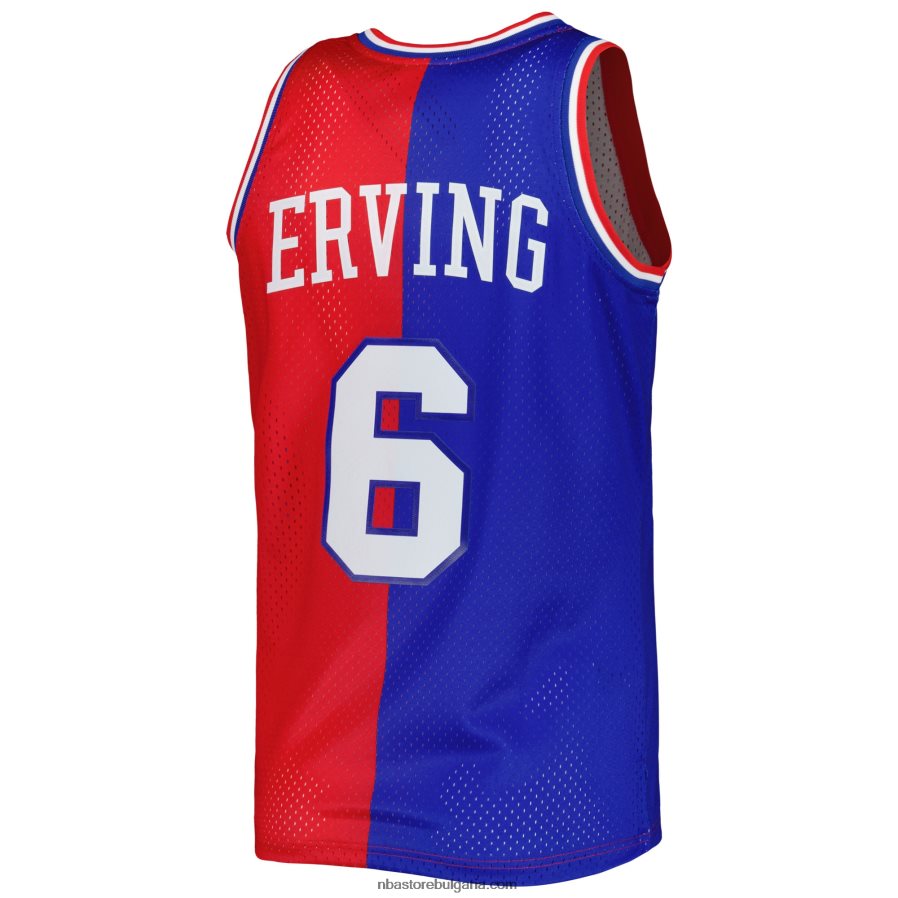 NBA JZ8F021033 philadelphia 76ers julius erving mitchell & ness royal/red hardwood classics split swingman фланелка