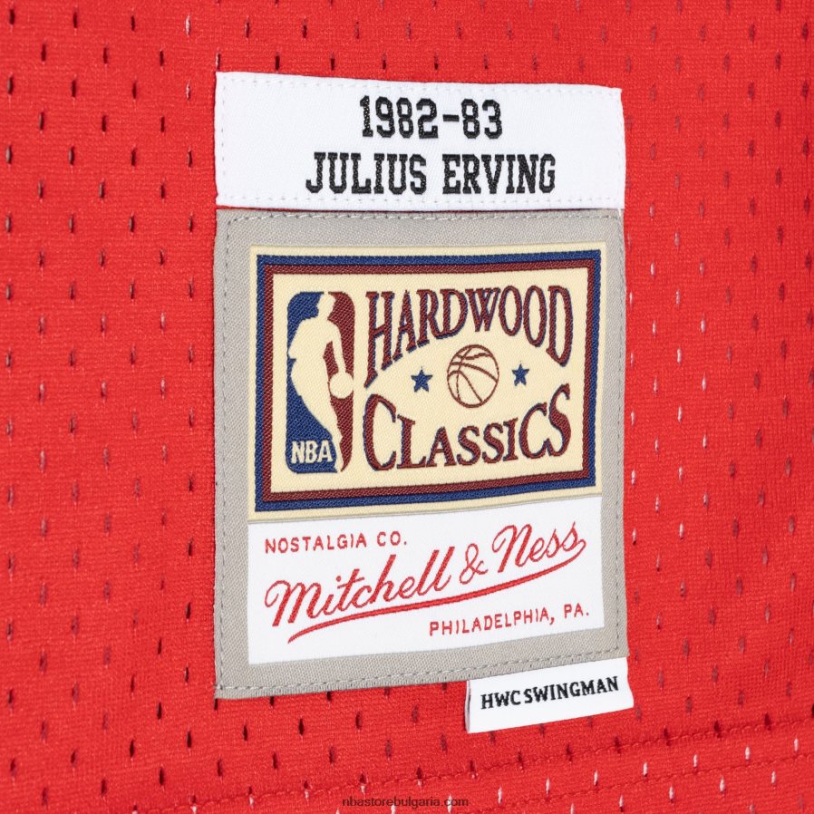 NBA JZ8F021033 philadelphia 76ers julius erving mitchell & ness royal/red hardwood classics split swingman фланелка