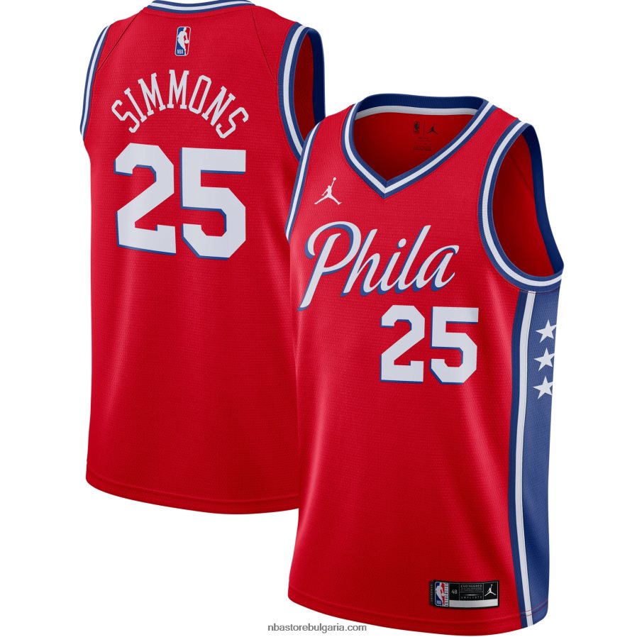 NBA JZ8F0210561 philadelphia 76ers ben simmons jordan марка червена фланелка swingman
