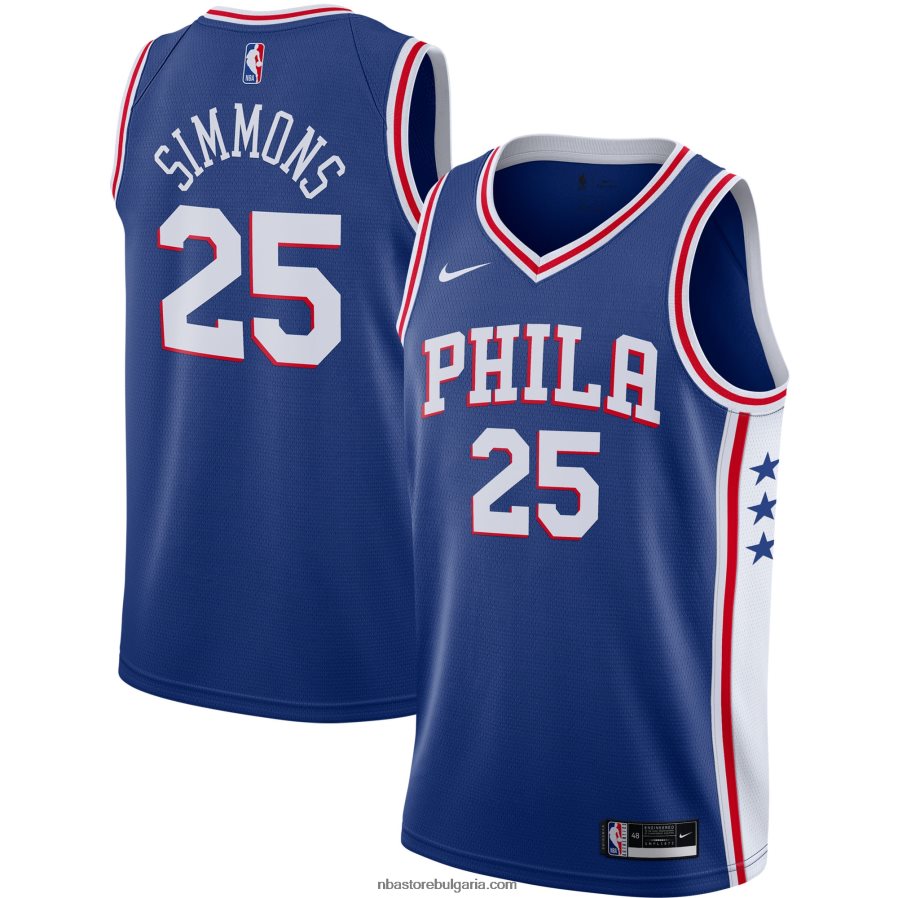 NBA JZ8F0210694 philadelphia 76ers ben simmons nike royal swingman фланелка